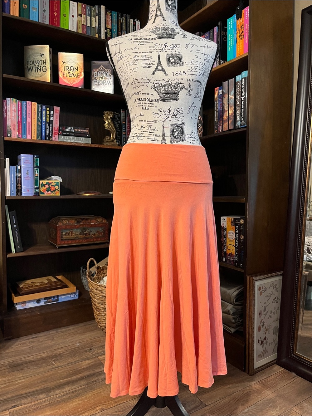 J. Crew Coral Maxi Skirt with Flared A-Line Silhouette